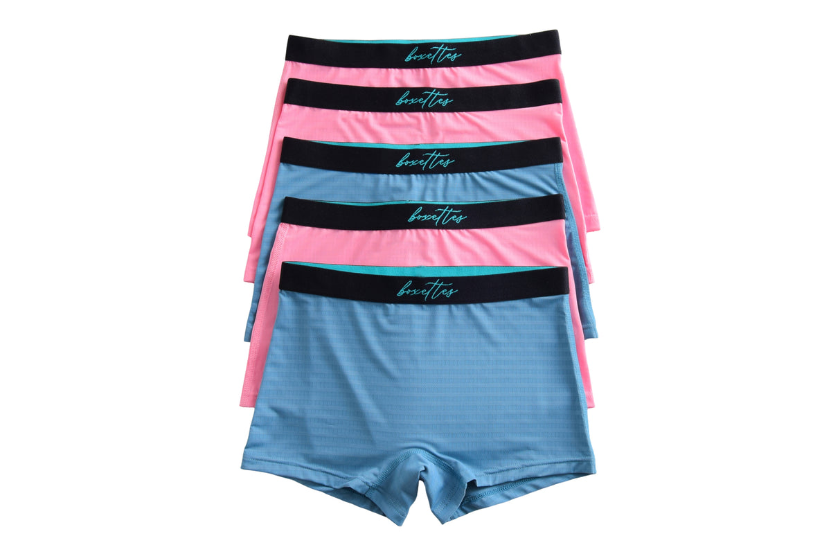 Girls' Nylon Mesh Athletic Boxer Briefs, 5-pack