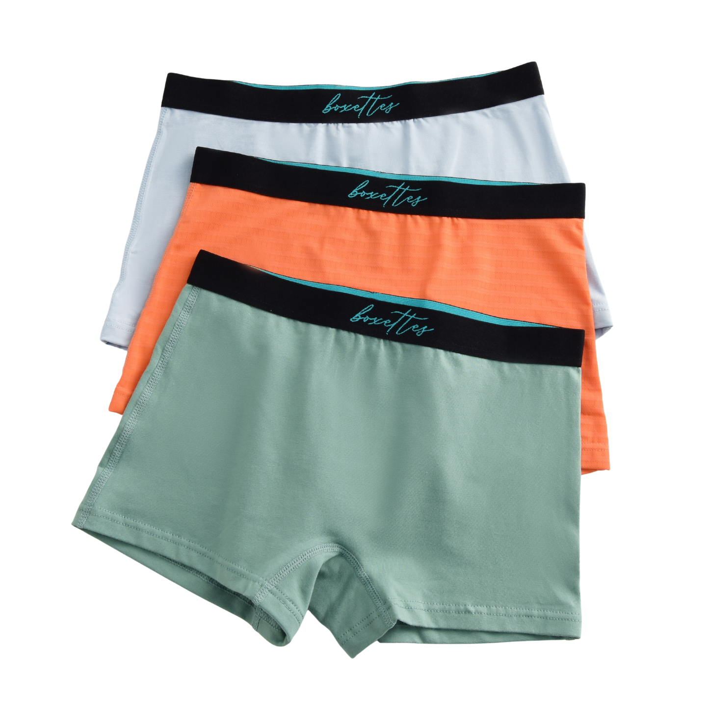 3-Parti Pack Girls Boxer Briefs Sampler (cotton, nylon mesh and modal)