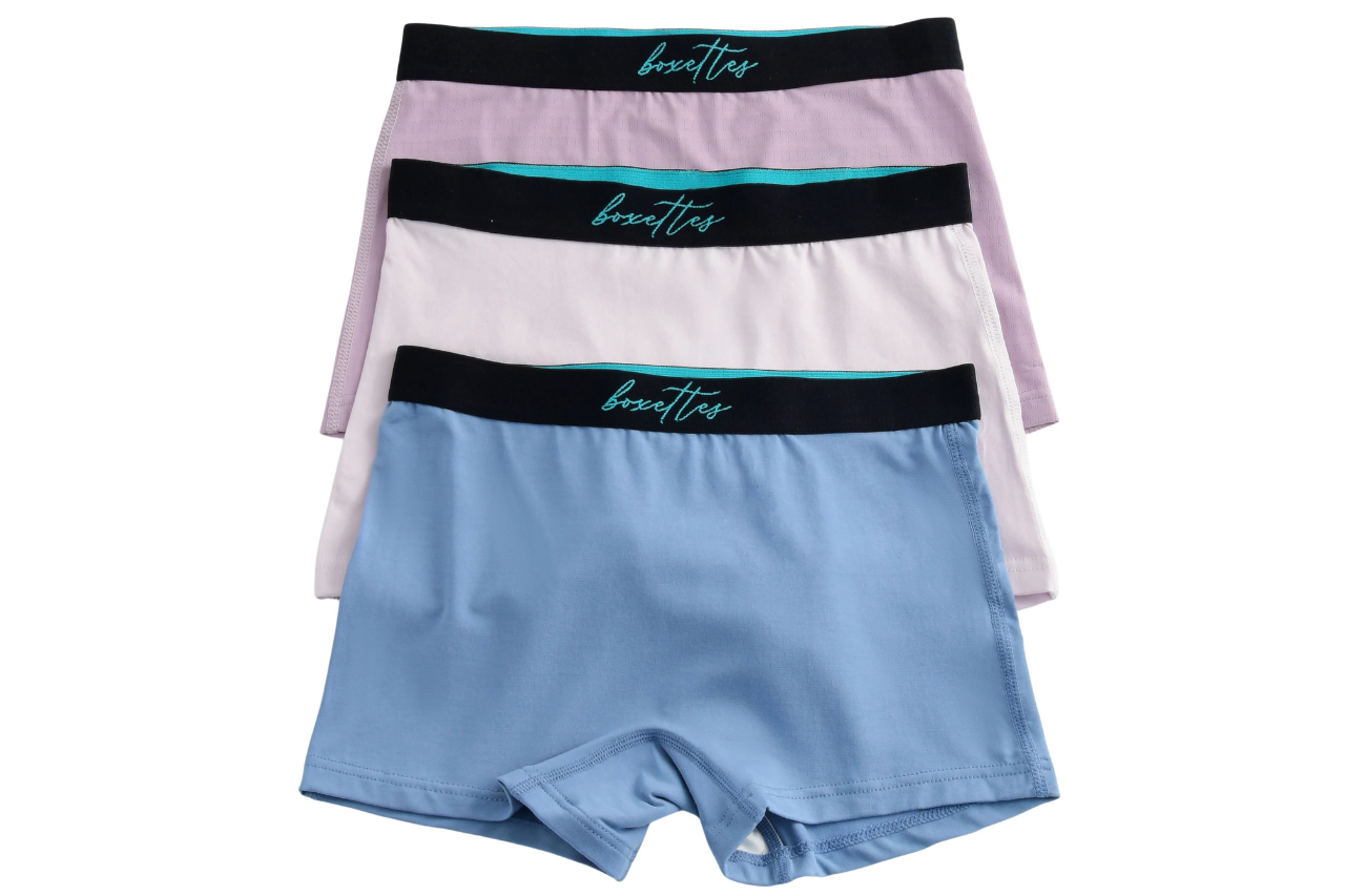 3-Parti Pack Girls Boxer Briefs Sampler (cotton, nylon mesh and modal)