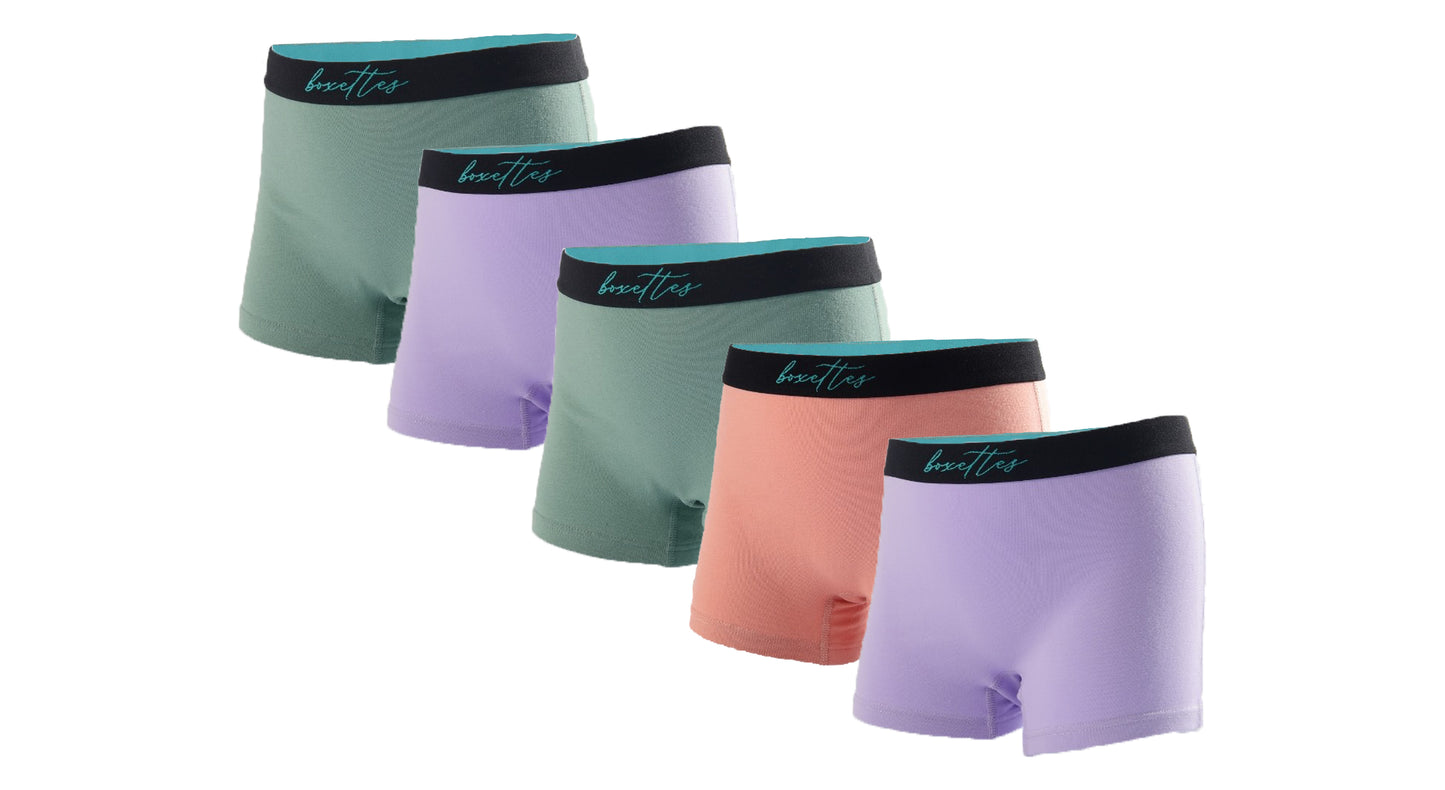 Girls' Cotton Boxer Briefs, 5-pack