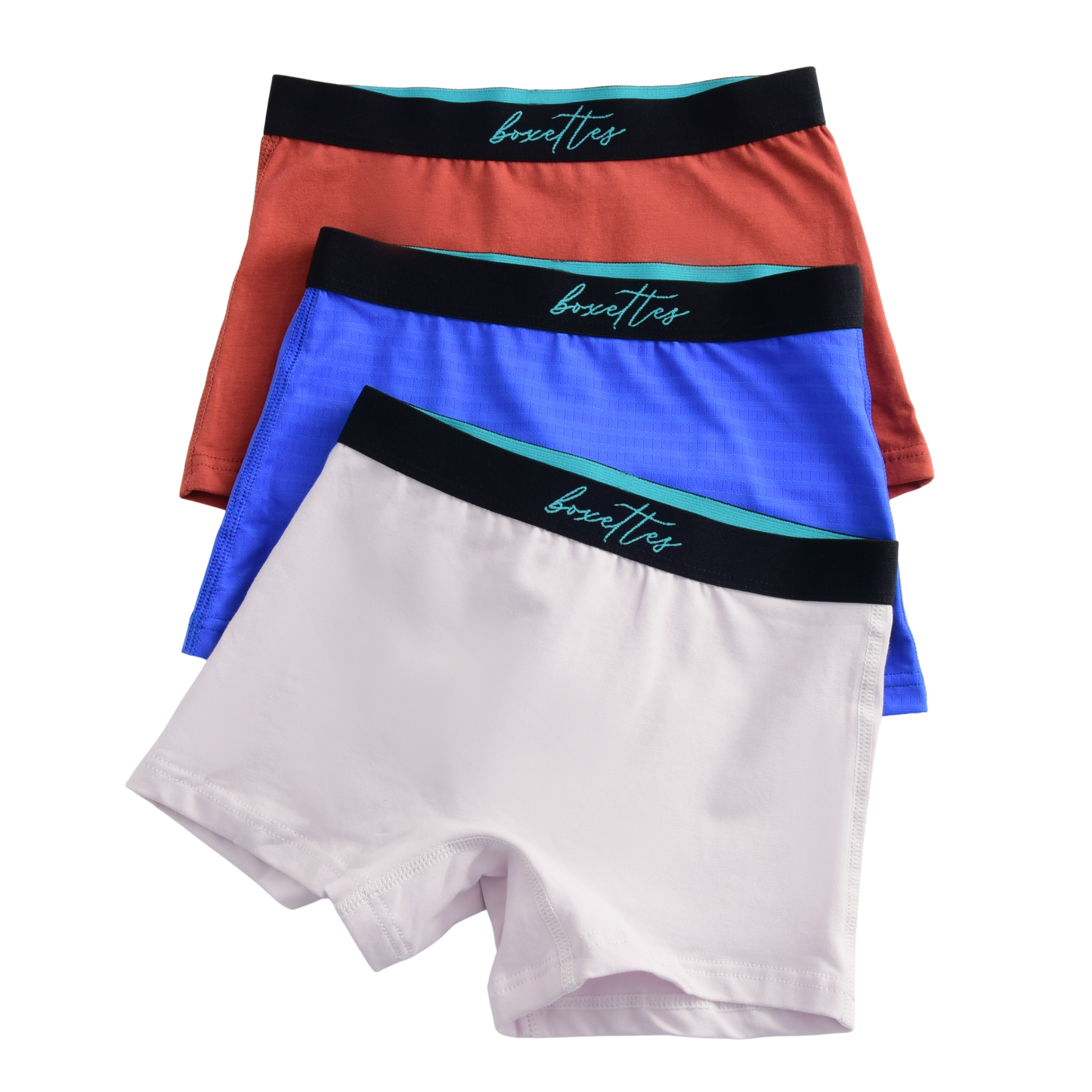 3-Parti Pack Girls Boxer Briefs Sampler (cotton, nylon mesh and modal)