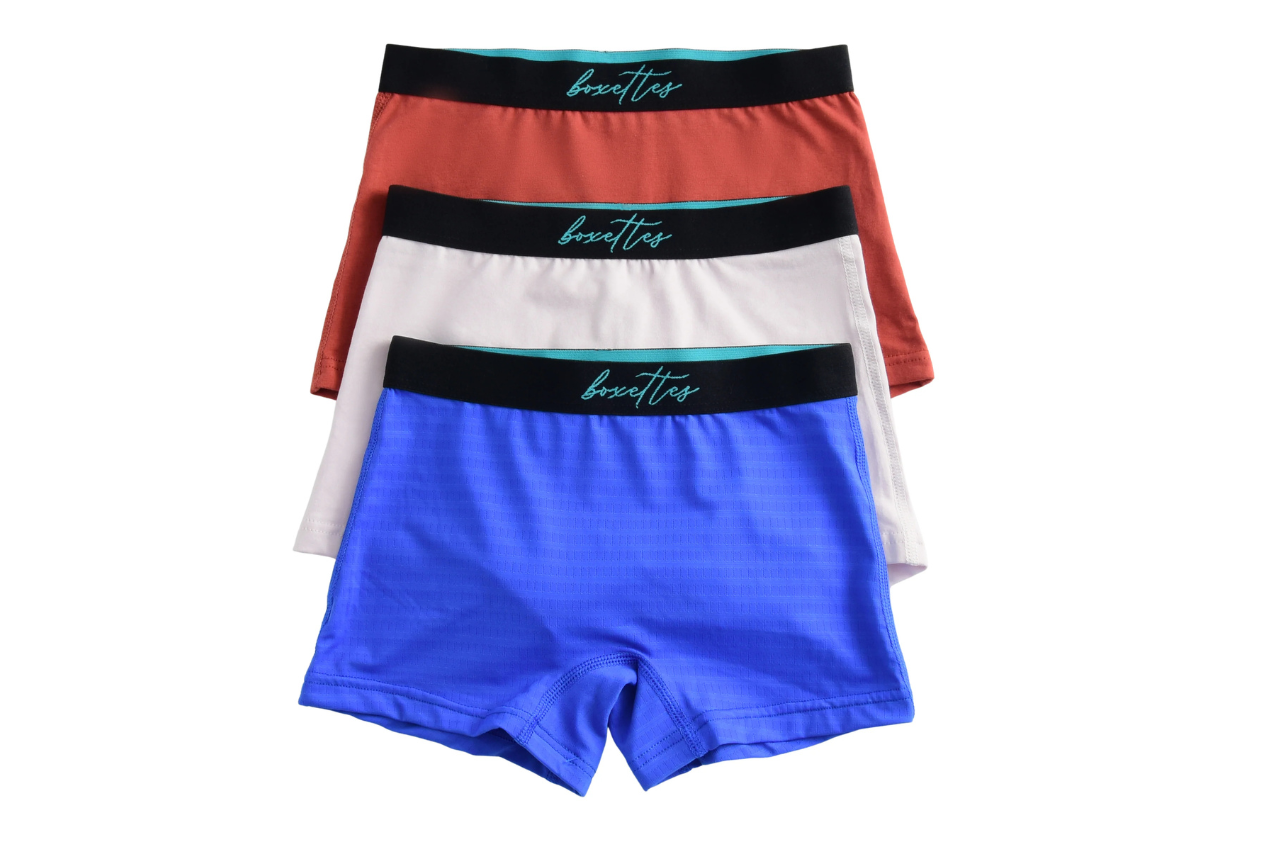 3-Parti Pack Girls Boxer Briefs Sampler (cotton, nylon mesh and modal)