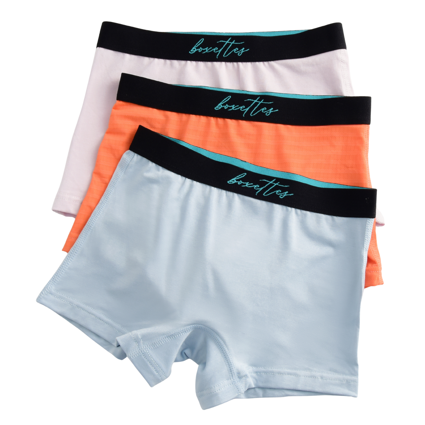 3-Parti Pack Girls Boxer Briefs Sampler (cotton, nylon mesh and modal)