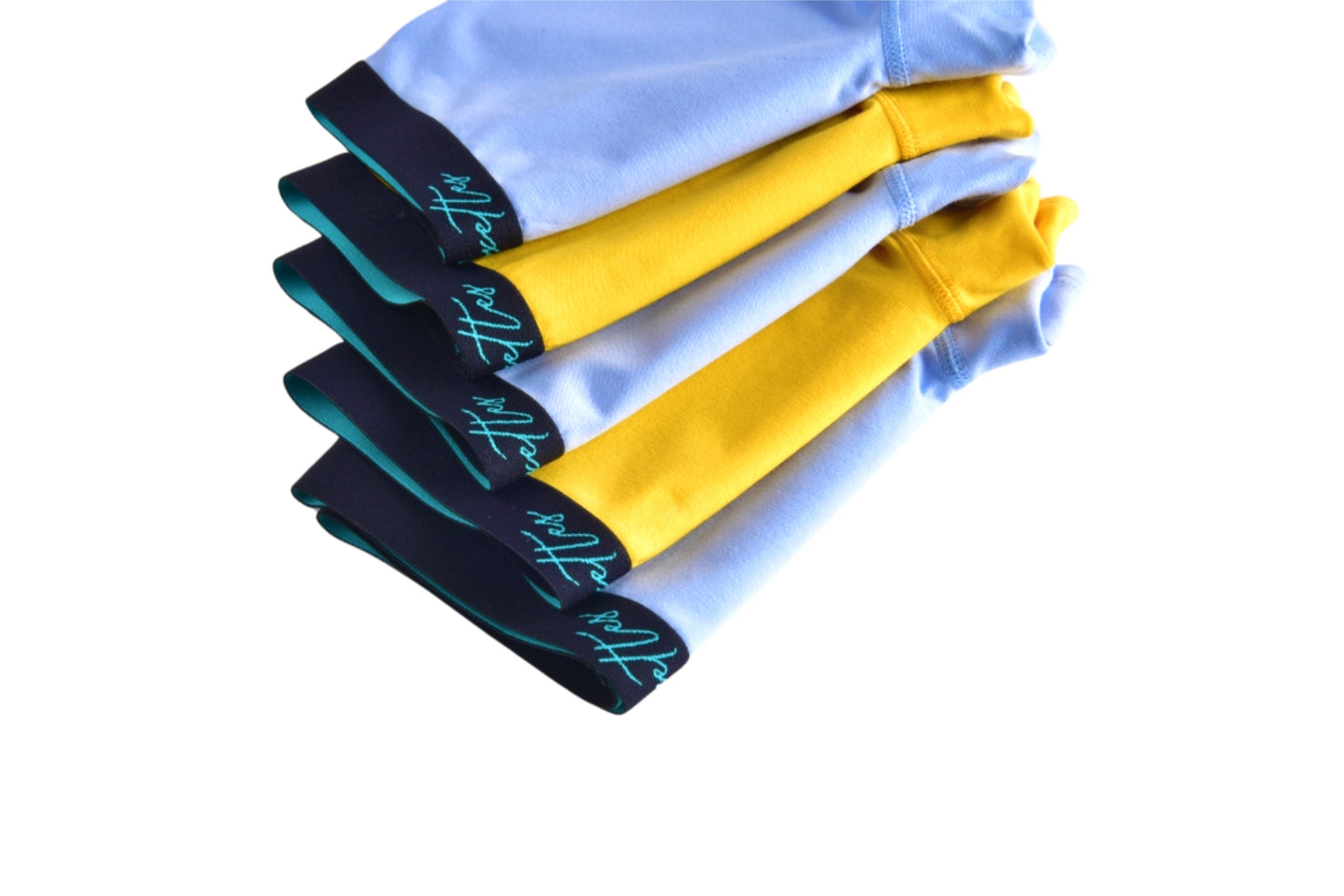 Girls boxer briefs pack in blue and yellow folded side view by Boxettes