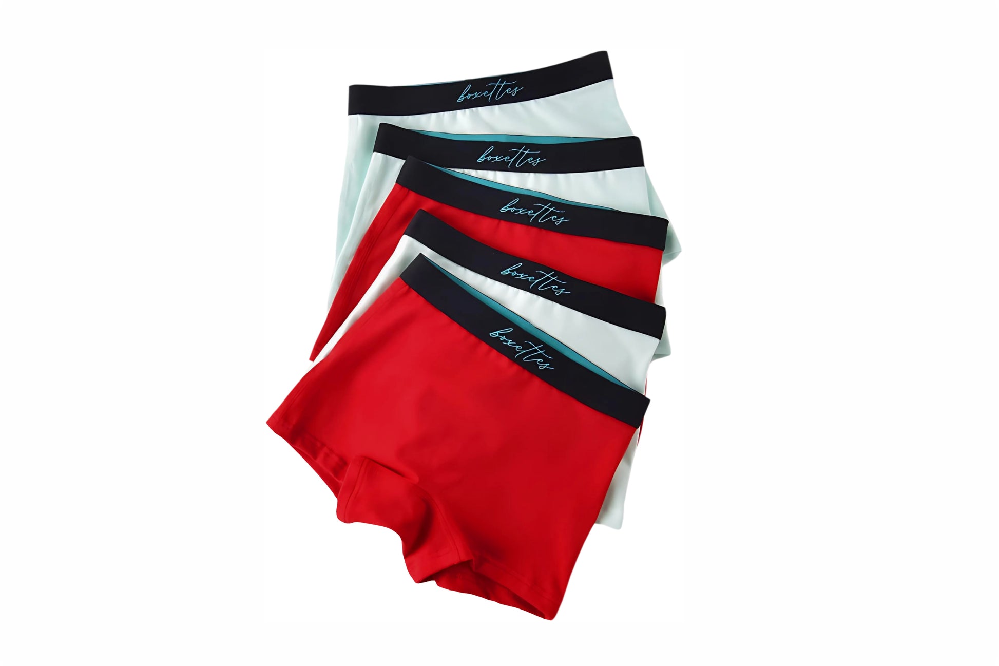 Girls modal boxer briefs 5 pack in red and white by Boxettes