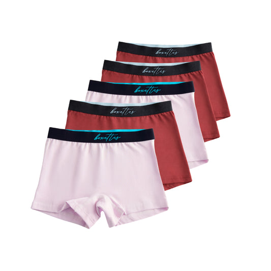 Girls' Cotton Boxer Briefs, 5-pack