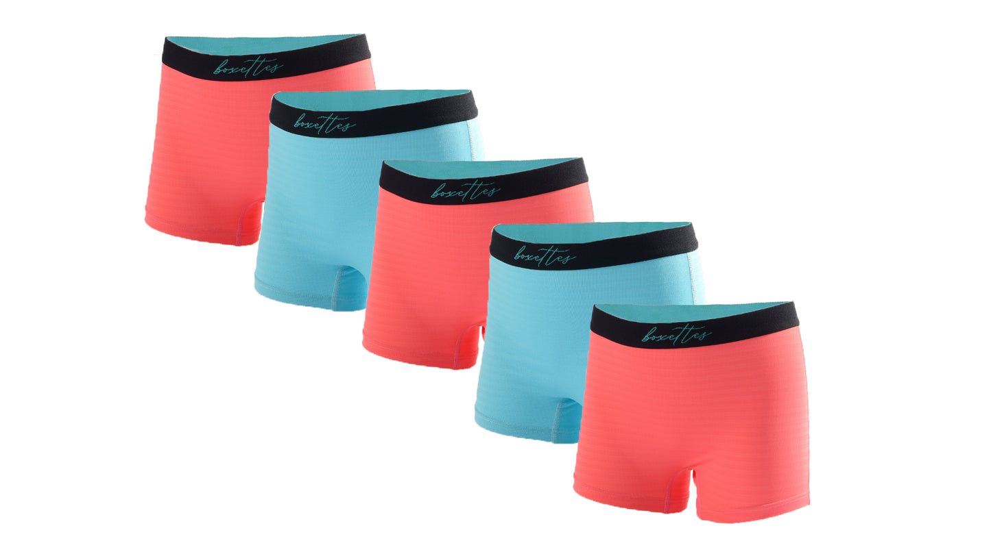 Girls' Nylon Mesh Boxer Briefs, 5-pack