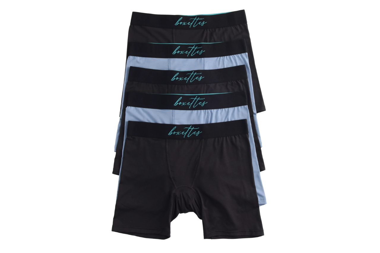 Period PadGrip Boxer 5 pack from Boxettes in black and blue colors