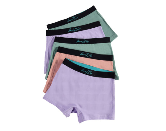 Girls' Cotton Boxer Briefs, 5-pack